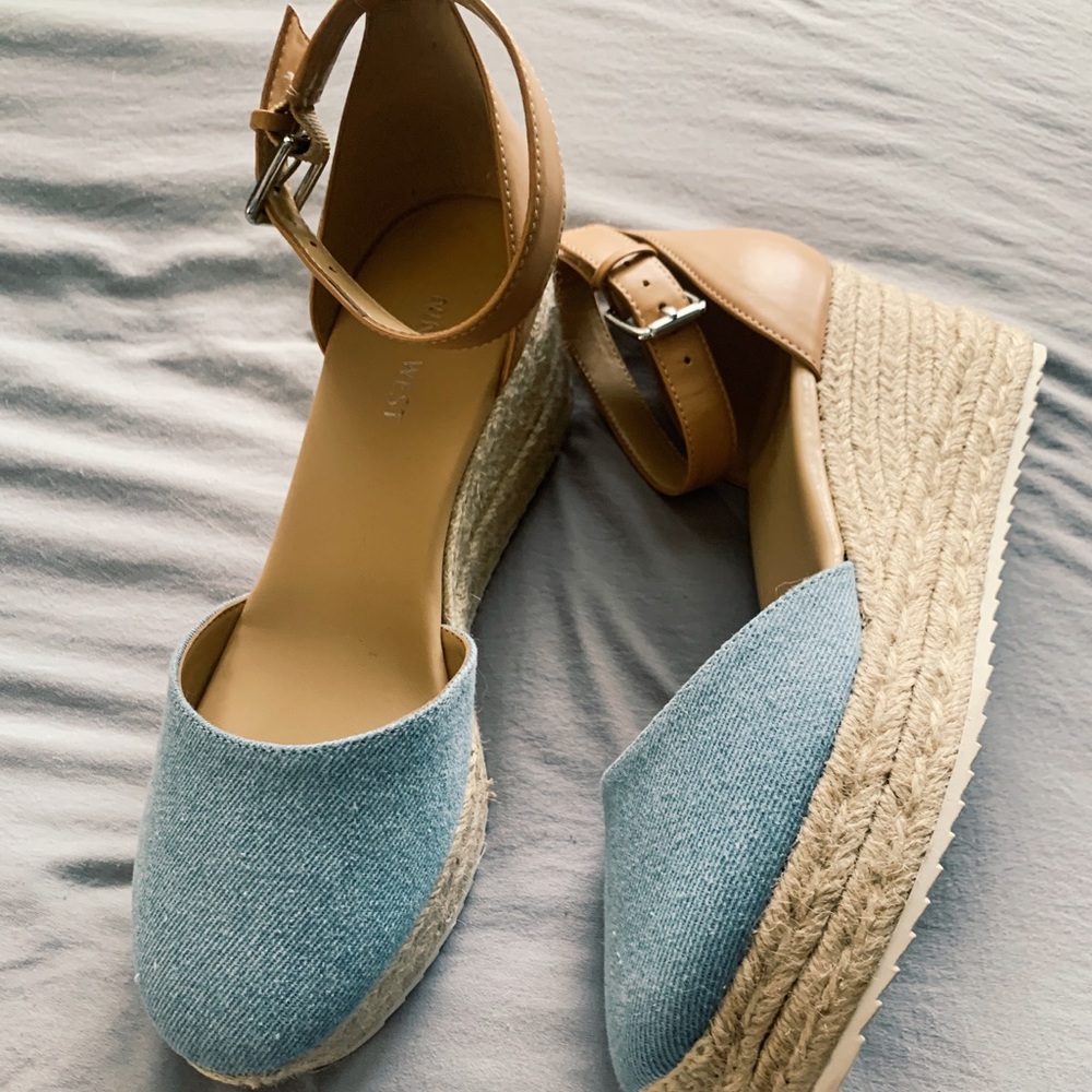 Nine West wedges, 8.5, denim